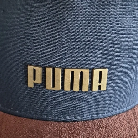PUMA Men's Blue and Brown Adjustable Faux Suede Brim Cap | AS IS CONDITION - Picture 2 of 7